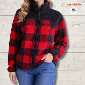 Joe Fresh Sherpa Jacket – Red/Black Buffalo Check | Size Medium